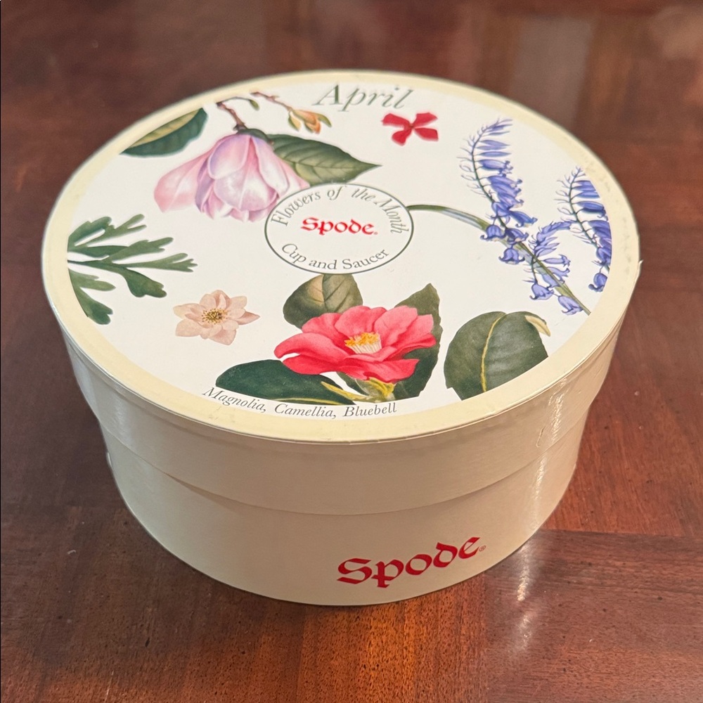 Spode England Flowers Of The Month Oversized Tea Cup & Saucer April with Box